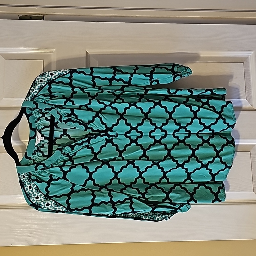 Crown & ivy top teal and navy